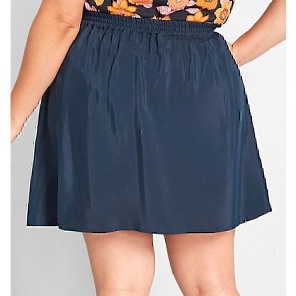 NEW NWT MODCLOTH Plus Size Stay Sassy A-Line Skirt Solid Navy Elastic Mini sz 4X - Picture 3 of 12